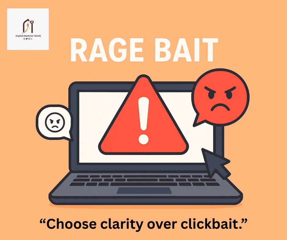 Digital illustration of a laptop showing social media analytics, representing how rage bait spreads through online engagement.